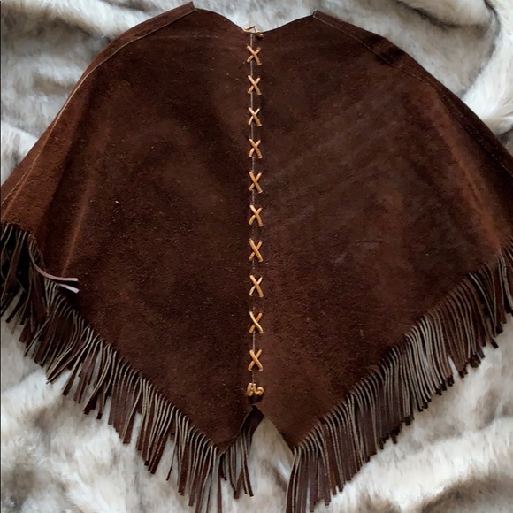 Suede/ Leather Vintage Reversible Poncho - Picture 7 of 7